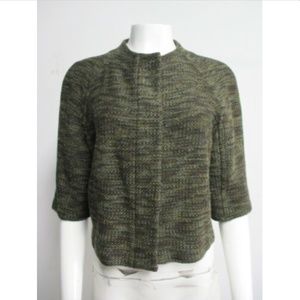 ST JOHN green multi Santana knit crop blazer